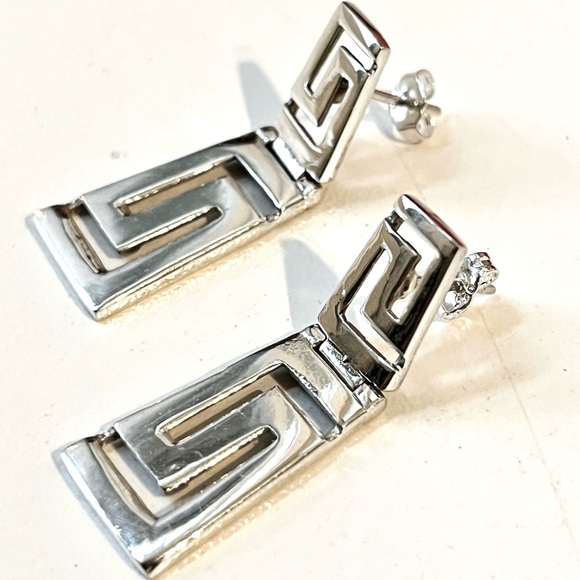 Vintage Sterling Silver Versace Hinge Earrings - Picture 5 of 7